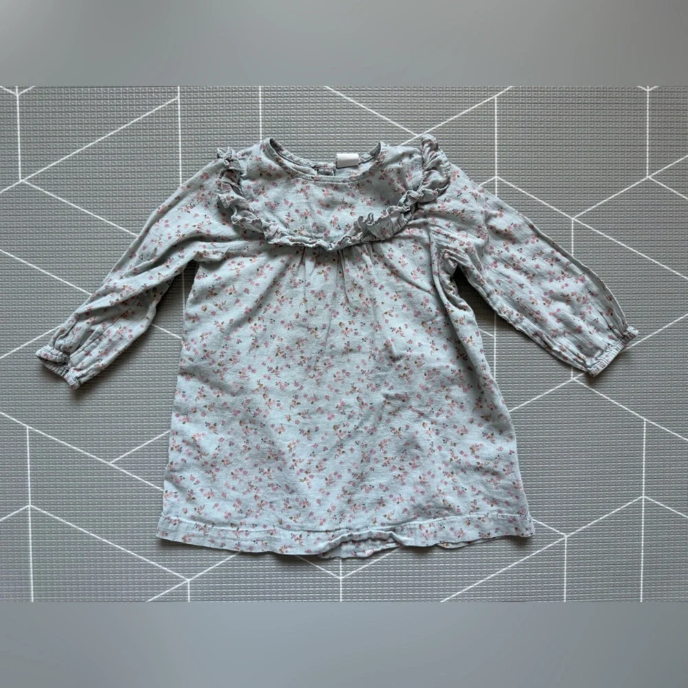 H&M|Baby girl/toddler long sleeve ditsy floral cottagecore dress w Ruffles•Boho